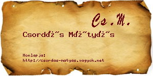 Csordás Mátyás névjegykártya